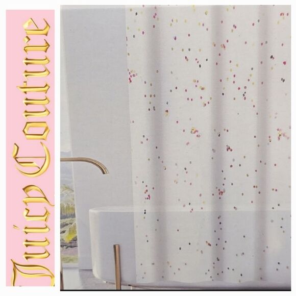 Juicy Couture Home Eco-Friendly Glitter PEVA Shower Curtain - Picture 1 of 5